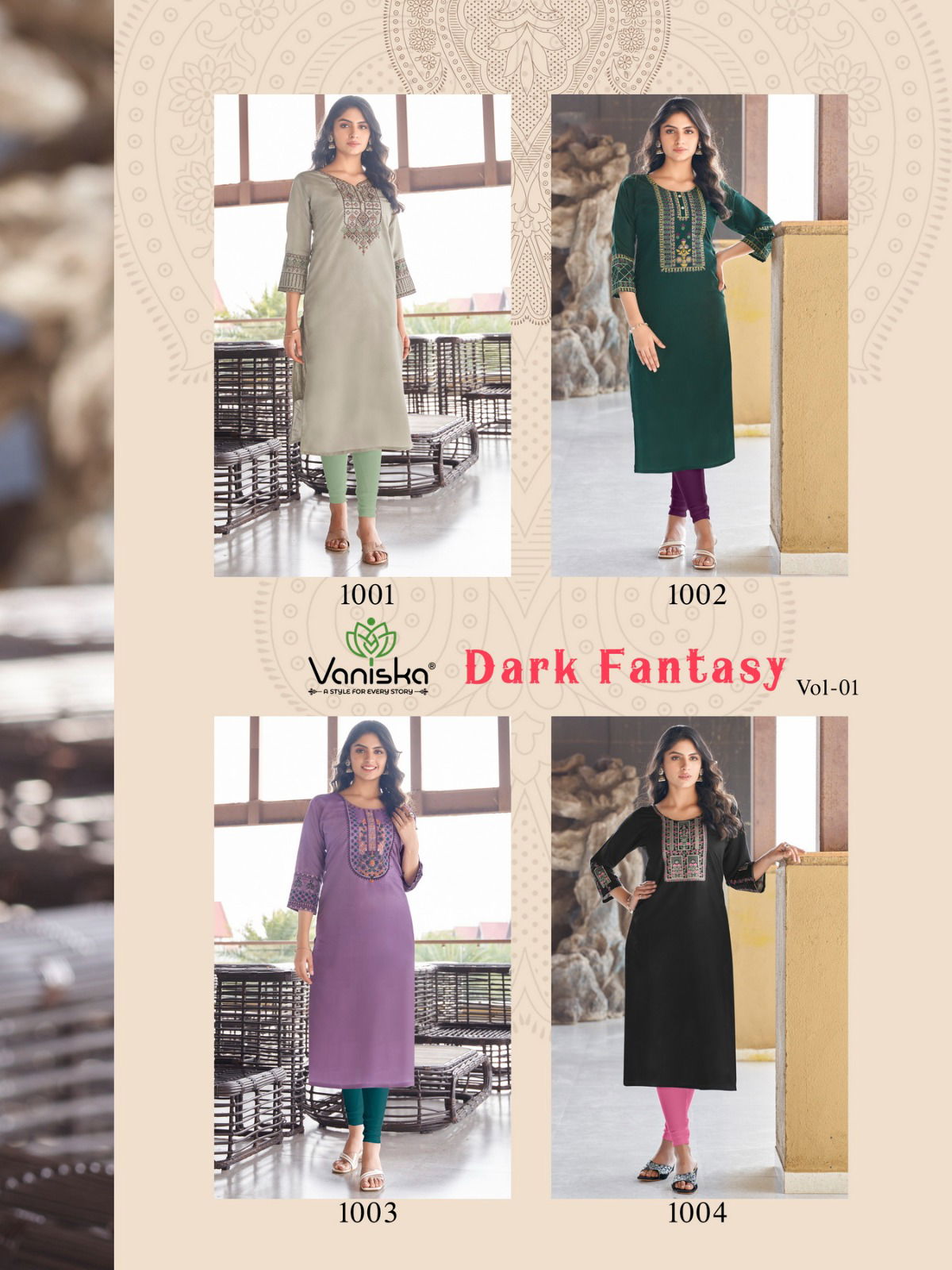Dark Fantasy Vol 1 By Vaniska Roman Silk Embroidery Kurtis Wholesale Shop In Surat